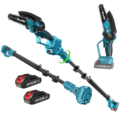 2 in 1 Cordless 8 inch Chainsaw with Pole Saw