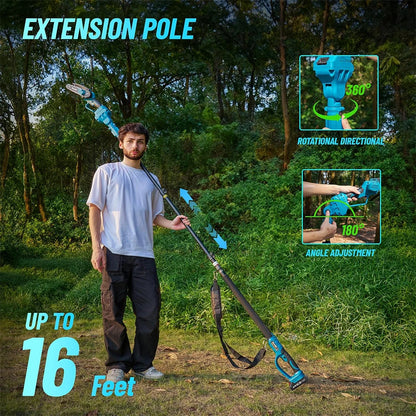 2 in 1 Cordless 8 inch Chainsaw with Pole Saw