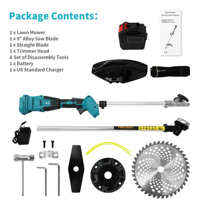 3-in-1 1380W Electric Lawn Mower and Weed Trimmer