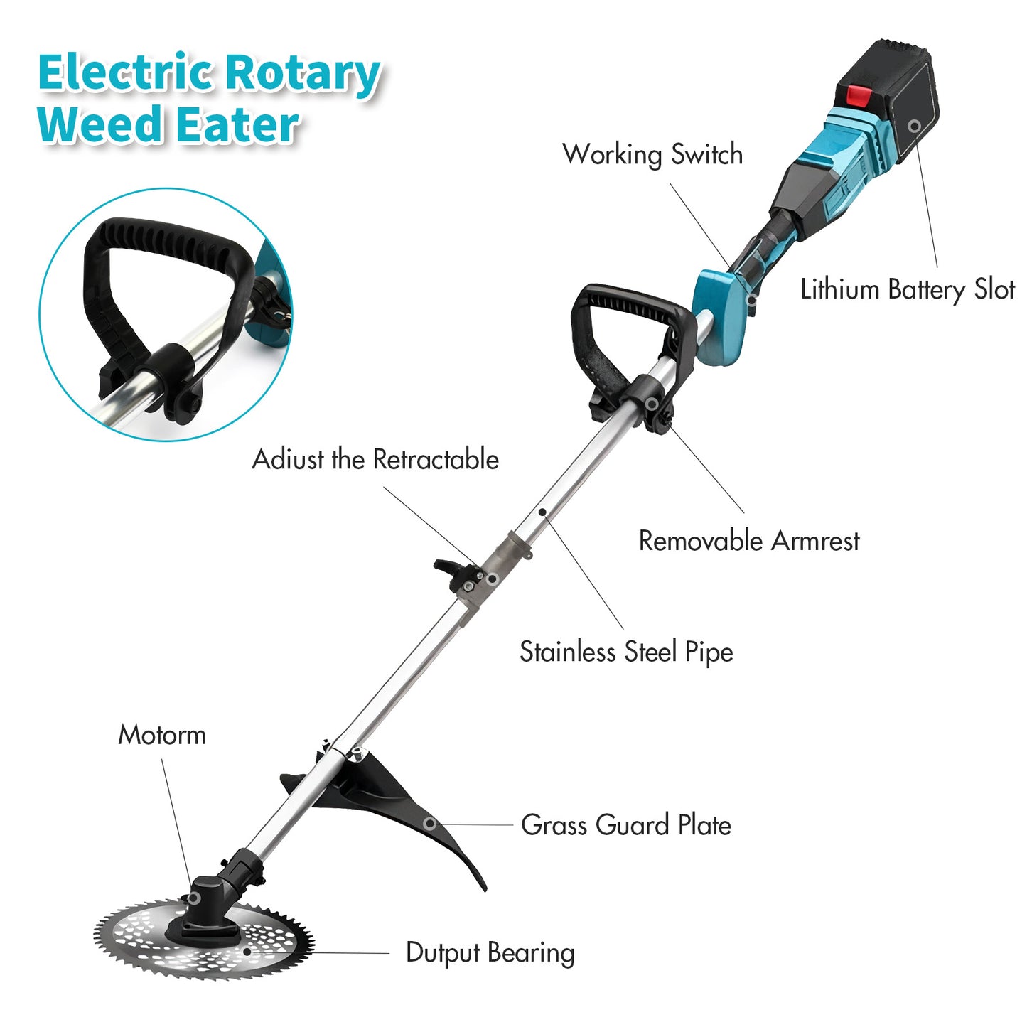 3-in-1 1380W Electric Lawn Mower and Weed Trimmer