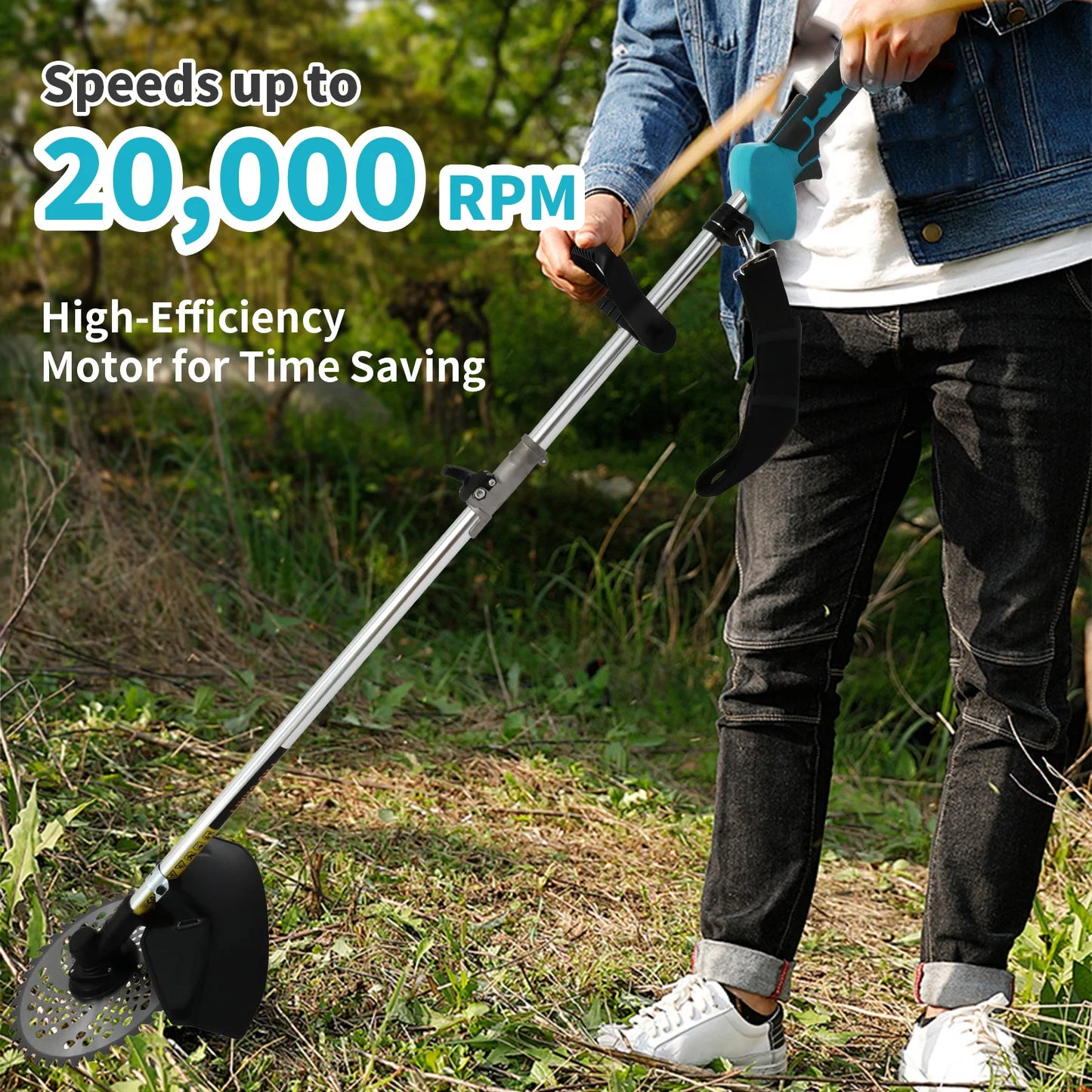 3-in-1 1380W Electric Lawn Mower and Weed Trimmer