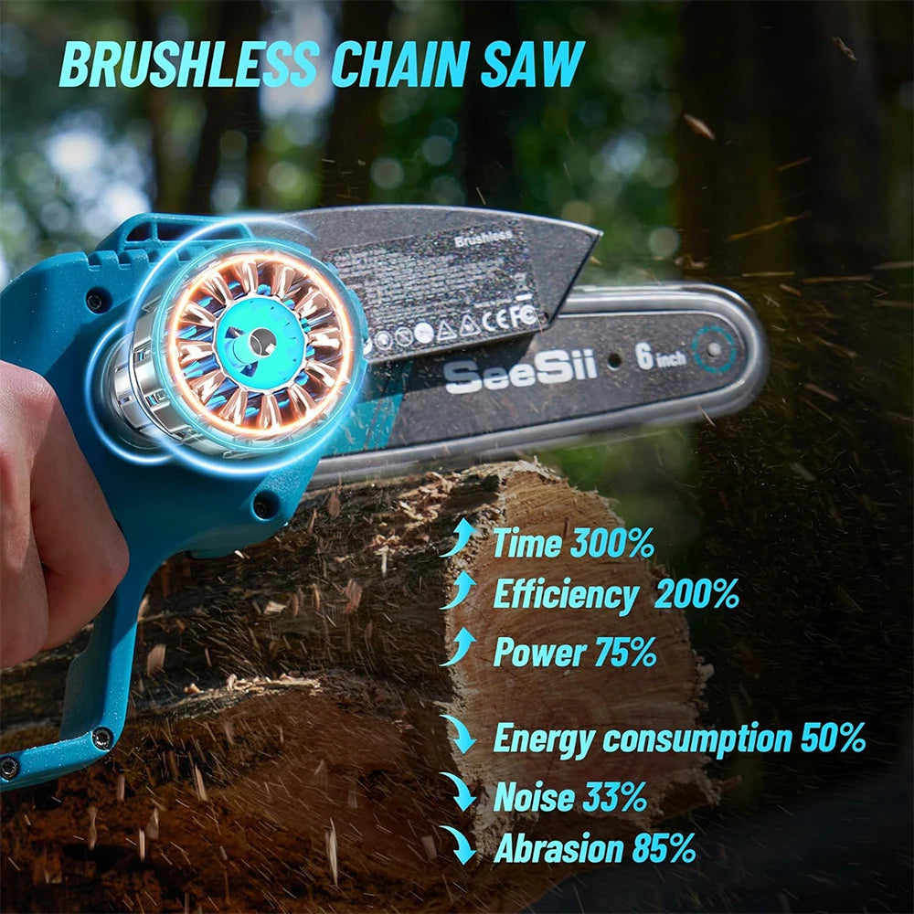 2 in 1 Cordless 8 inch Chainsaw with Pole Saw