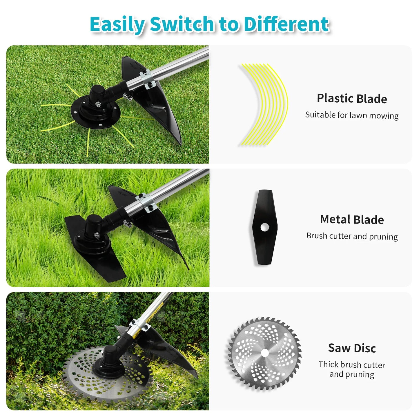 3-in-1 1380W Electric Lawn Mower and Weed Trimmer