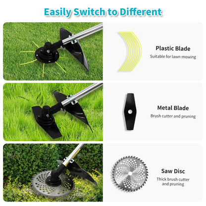 3-in-1 1380W Electric Lawn Mower and Weed Trimmer